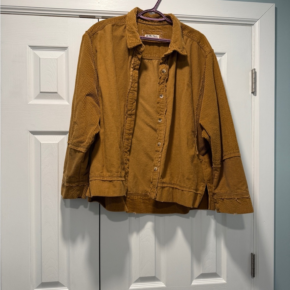 Brown Corduroy Button-shacket We the free
